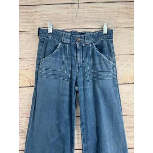 AG Adriano Goldschmied The Carly Pintuck Wide Leg Jeans Womens 24 Blue - Picture 3 of 13